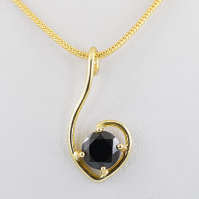 2 Ct Semi Heart Style Black Diamond Solitaire Pendant - ZeeDiamonds