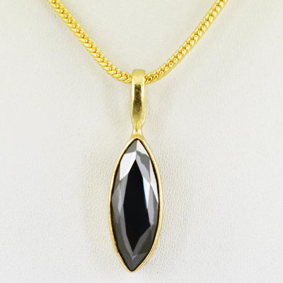 3.5 Ct Marquise Cut Black Diamond Pendant In Black Gold - ZeeDiamonds