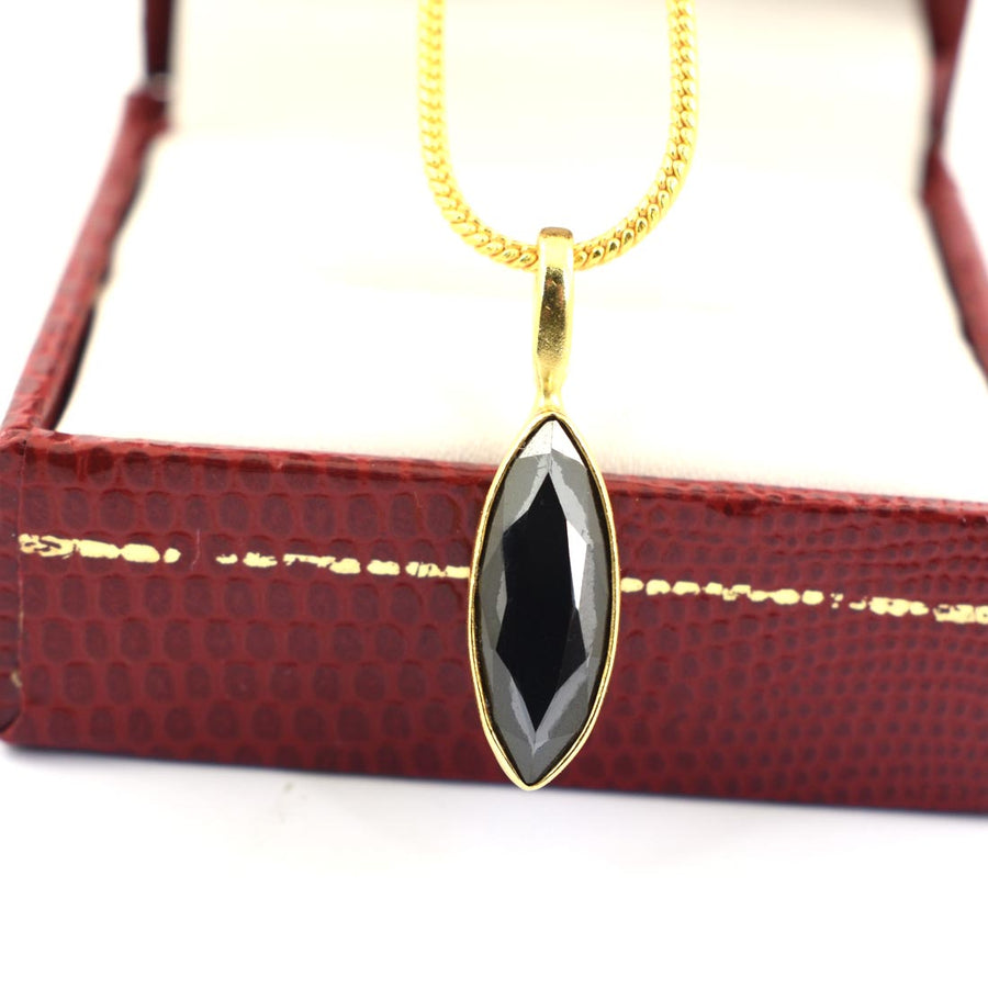 3.5 Ct Marquise Cut Black Diamond Pendant In Black Gold - ZeeDiamonds