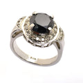 2 Ct Black Diamond Solitaire Ring With Diamond Accents - ZeeDiamonds