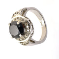 2 Ct Black Diamond Solitaire Ring With Diamond Accents - ZeeDiamonds