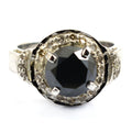 2 Ct Black Diamond Solitaire Ring With Diamond Accents - ZeeDiamonds