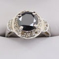 2 Ct Black Diamond Solitaire Ring With Diamond Accents - ZeeDiamonds