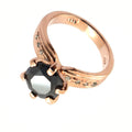 2.5 Ct Round Black Diamond Ring With Rose Cut Diamond Accents - ZeeDiamonds