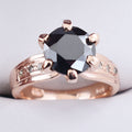 2.5 Ct Round Black Diamond Ring With Rose Cut Diamond Accents - ZeeDiamonds