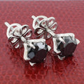 3 Carat Round Brilliant Cut Black Diamond Solitaire Studs, Great Luster - ZeeDiamonds