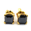 2 Ct Princess Cut Black Diamond Solitaire Studs in Sterling Silver - ZeeDiamonds