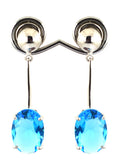 5.61 Cts Blue Topaz Gemstone Designer Earrings For Women's Gift - ZeeDiamonds