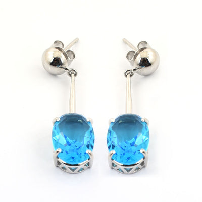 5.61 Cts Blue Topaz Gemstone Designer Earrings For Women's Gift - ZeeDiamonds