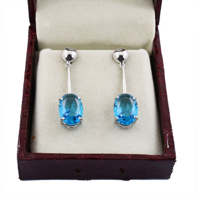 5.61 Cts Blue Topaz Gemstone Designer Earrings For Women's Gift - ZeeDiamonds