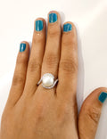South Sea Pearl Ring with White Diamond Accents, Designer Ring - ZeeDiamonds