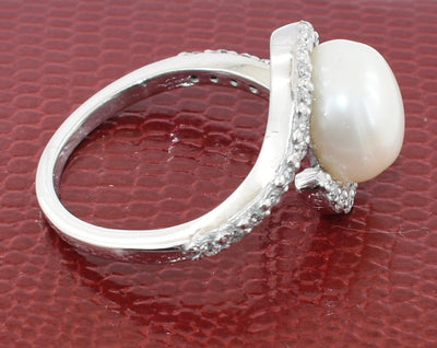 South Sea Pearl Ring with White Diamond Accents, Designer Ring - ZeeDiamonds