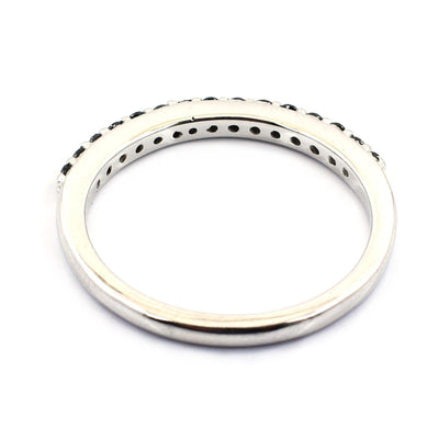 Designer Black Diamond Ring Band in Sterling Silver - ZeeDiamonds