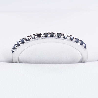 Designer Black Diamond Ring Band in Sterling Silver - ZeeDiamonds