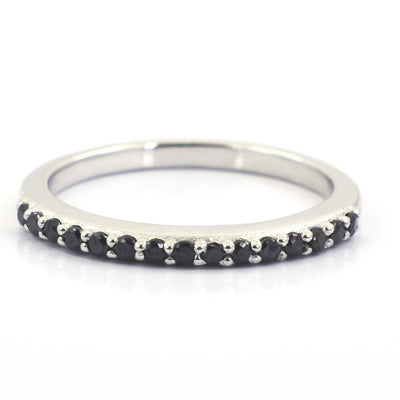 Designer Black Diamond Ring Band in Sterling Silver - ZeeDiamonds