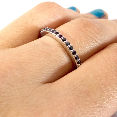 Designer Black Diamond Ring Band in Sterling Silver - ZeeDiamonds