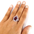 3.5 Ct Pear Shape Black Diamond Ring with Ruby Gemstone Accents - ZeeDiamonds