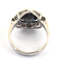 3.5 Ct Pear Shape Black Diamond Ring with Ruby Gemstone Accents - ZeeDiamonds