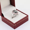 3.5 Ct Pear Shape Black Diamond Ring with Ruby Gemstone Accents - ZeeDiamonds