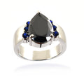Certified Black Diamond Ring With Gemstone Accents - ZeeDiamonds