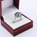 1-3 Cts Black Diamond with Emerald Stone Accents Engagement Ring - ZeeDiamonds