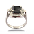 2.5 Ct Princess Cut Black Diamond Ring with White Diamond Accents - ZeeDiamonds