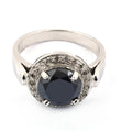 3.5 Ct Round Cut Black Diamond Solitaire Fancy Ring with Rose Cut Accents - ZeeDiamonds