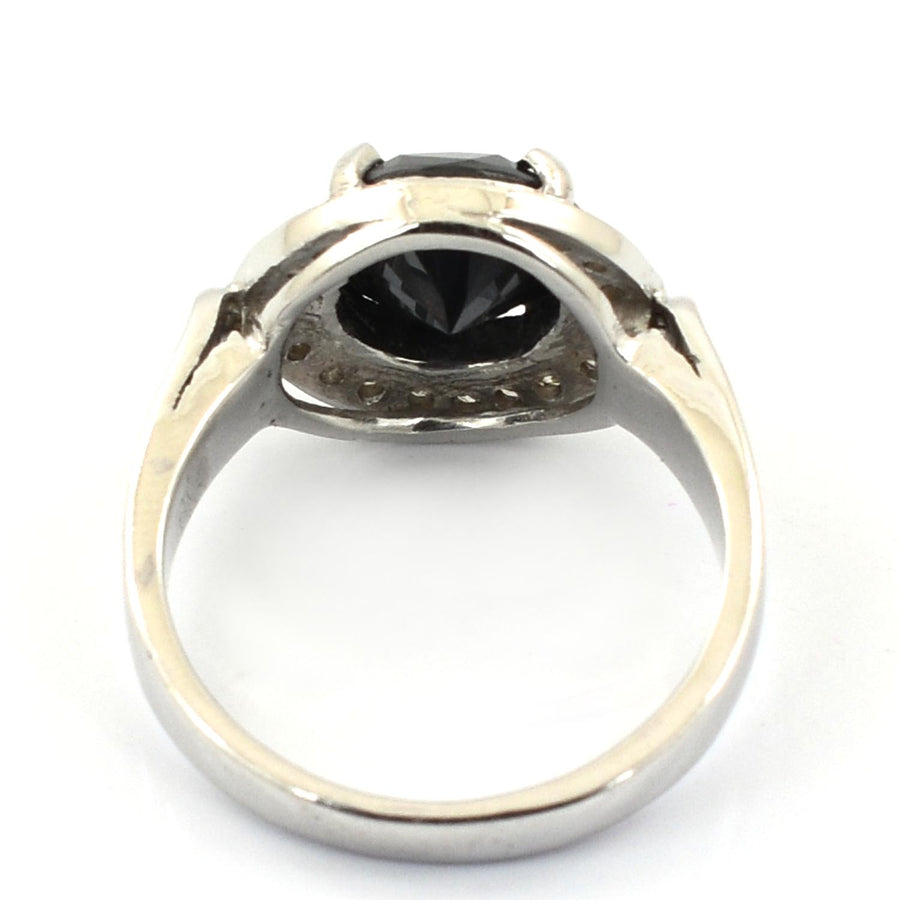 3.5 Ct Round Cut Black Diamond Solitaire Fancy Ring with Rose Cut Accents - ZeeDiamonds