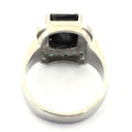 3 Ct Black Diamond With Emerald Gemstone Accents Solitaire Ring - ZeeDiamonds