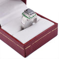 3 Ct Black Diamond With Emerald Gemstone Accents Solitaire Ring - ZeeDiamonds