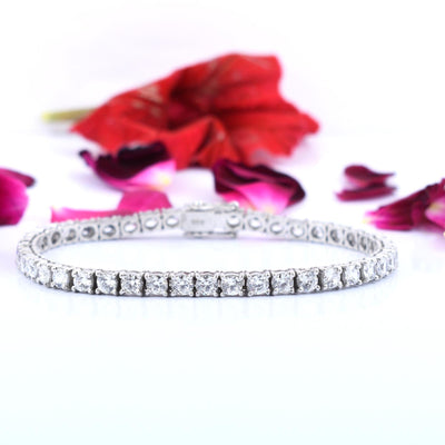 0.10 Carats White Diamonds Tennis Bracelet In 925 Silver - ZeeDiamonds