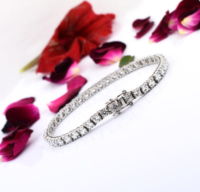 0.10 Carats White Diamonds Tennis Bracelet In 925 Silver - ZeeDiamonds