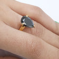 2-4 Ct Pear Shape Black Diamond Solitaire Ring for Women's - ZeeDiamonds