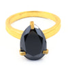 2 Ct to 4 Ct Pear Shape Black Diamond Solitaire Ring with 3 Prong Settings in Yellow Finish. AAA Certified