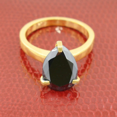 2-4 Ct Pear Shape Black Diamond Solitaire Ring for Women's - ZeeDiamonds