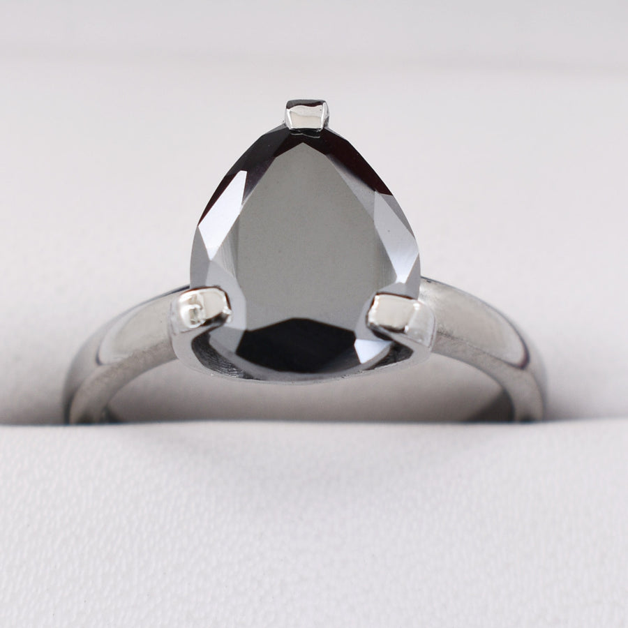 2-5 Cts Pear Shape Black Diamond Engagement Ring - ZeeDiamonds