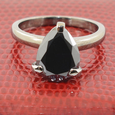 2-5 Cts Pear Shape Black Diamond Engagement Ring - ZeeDiamonds