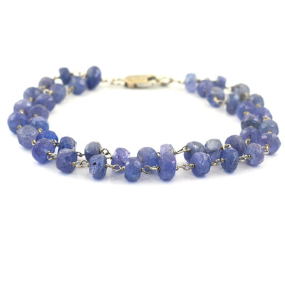 5 mm 100% Certified Tanzanite Gemstone Beads Silver Wire Fancy Bracelet - ZeeDiamonds