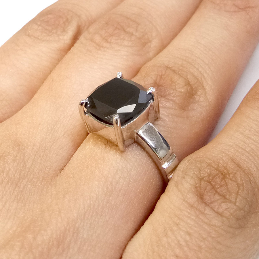 2.5 Ct Certified Black Diamond Solitaire Ring, Great Shine & Luster - ZeeDiamonds
