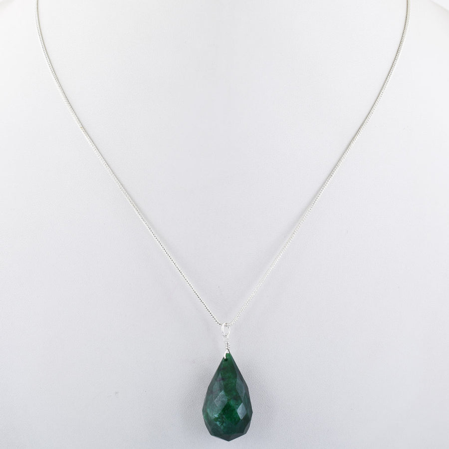 15 Cts Drop Cut Emerald Gemstone Bead Pendant, Gift For Girl's - ZeeDiamonds