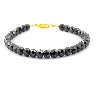 6 mm, AAA Quality Black Diamond Unisex Bracelet In Yellow Gold - ZeeDiamonds