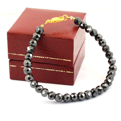 6 mm, AAA Quality Black Diamond Unisex Bracelet In Yellow Gold - ZeeDiamonds