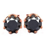 3 Ct AAA Certified Round Black Diamond Solitaire Studs in 8 Prong Settings - ZeeDiamonds