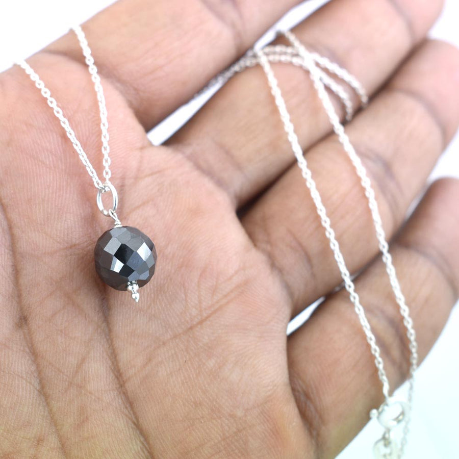 8mm AAA Certified Black Diamond Chain Necklace In 925 Silver.Certified! - ZeeDiamonds