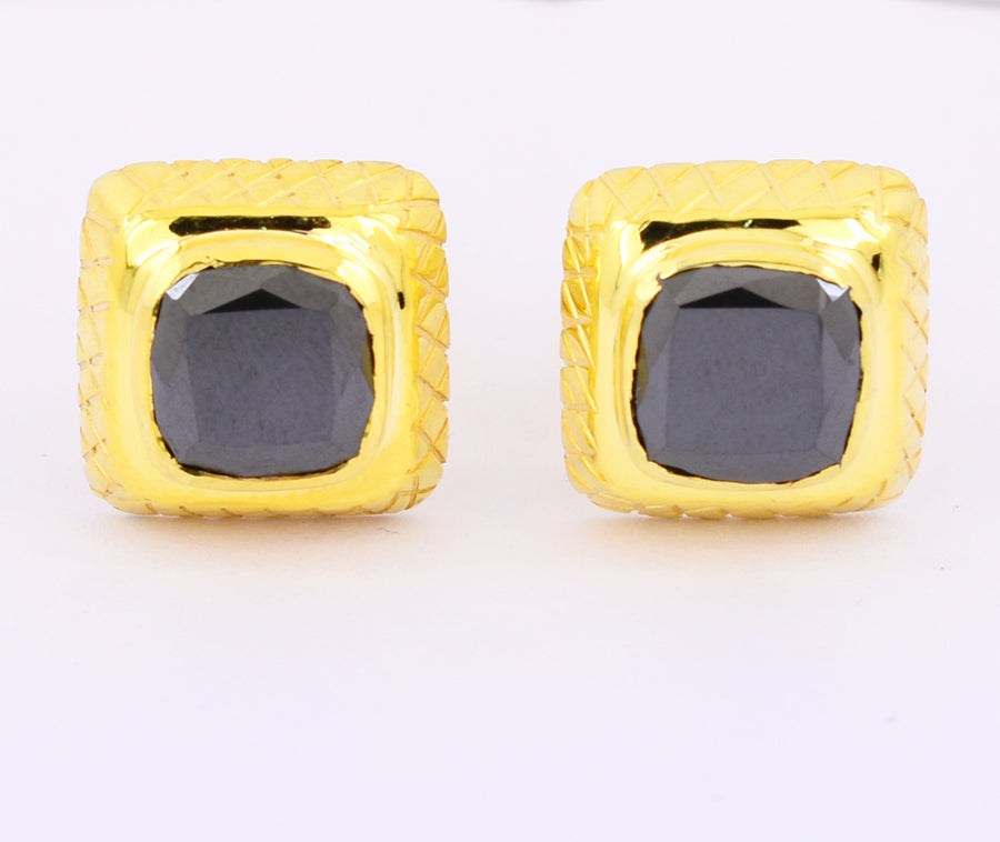 6.85 Cts Black Diamond Cuff-links In 925 Silver, Ideal Gift for Men's - ZeeDiamonds