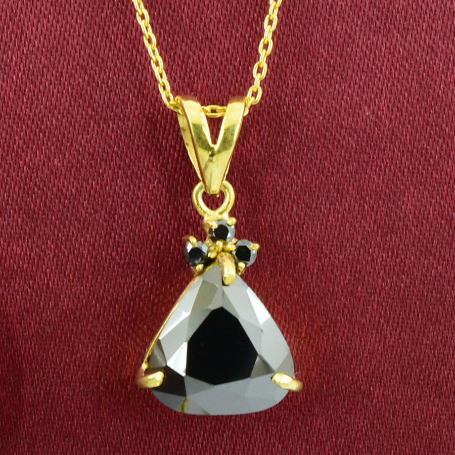 4.75 Ct Black Diamond Designer Pendant with Accents, AAA Certified - ZeeDiamonds