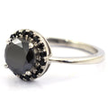 2 Ct Black Diamond Solitaire Ring With Accents in 925 Silver - ZeeDiamonds