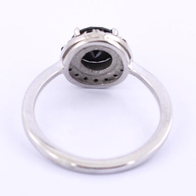 2 Ct Black Diamond Solitaire Ring With Accents in 925 Silver - ZeeDiamonds