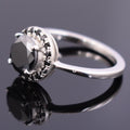 2 Ct Black Diamond Solitaire Ring With Accents in 925 Silver - ZeeDiamonds