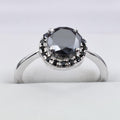 2 Ct Black Diamond Solitaire Ring With Accents in 925 Silver - ZeeDiamonds